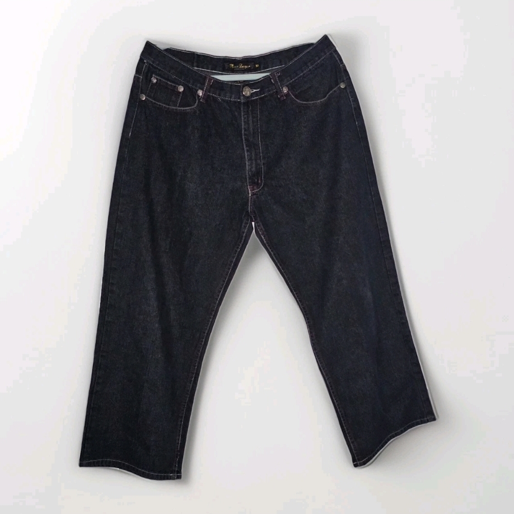 Black Laquor Men’s Dark Wash Straight LegClassic Black Relaxed Fit Jeans for Men